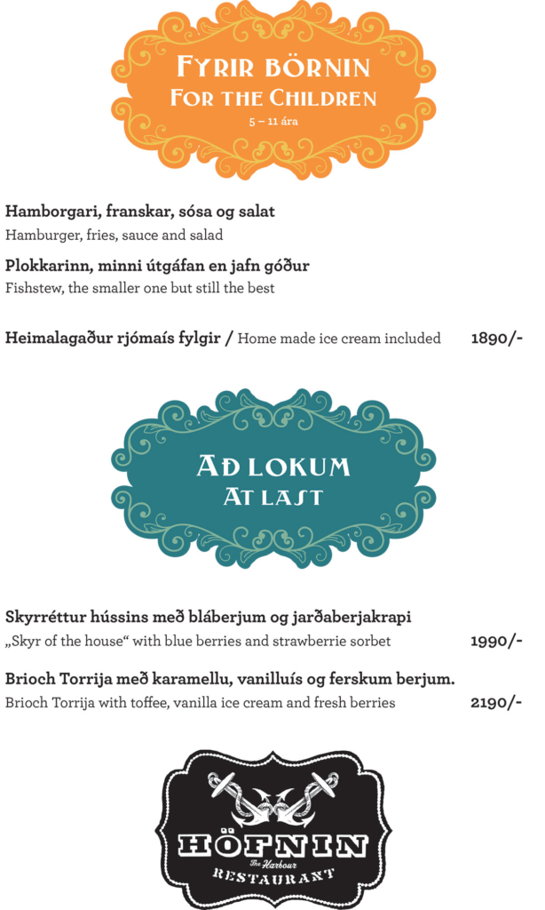 Hádegisseðill - Lunch menu
