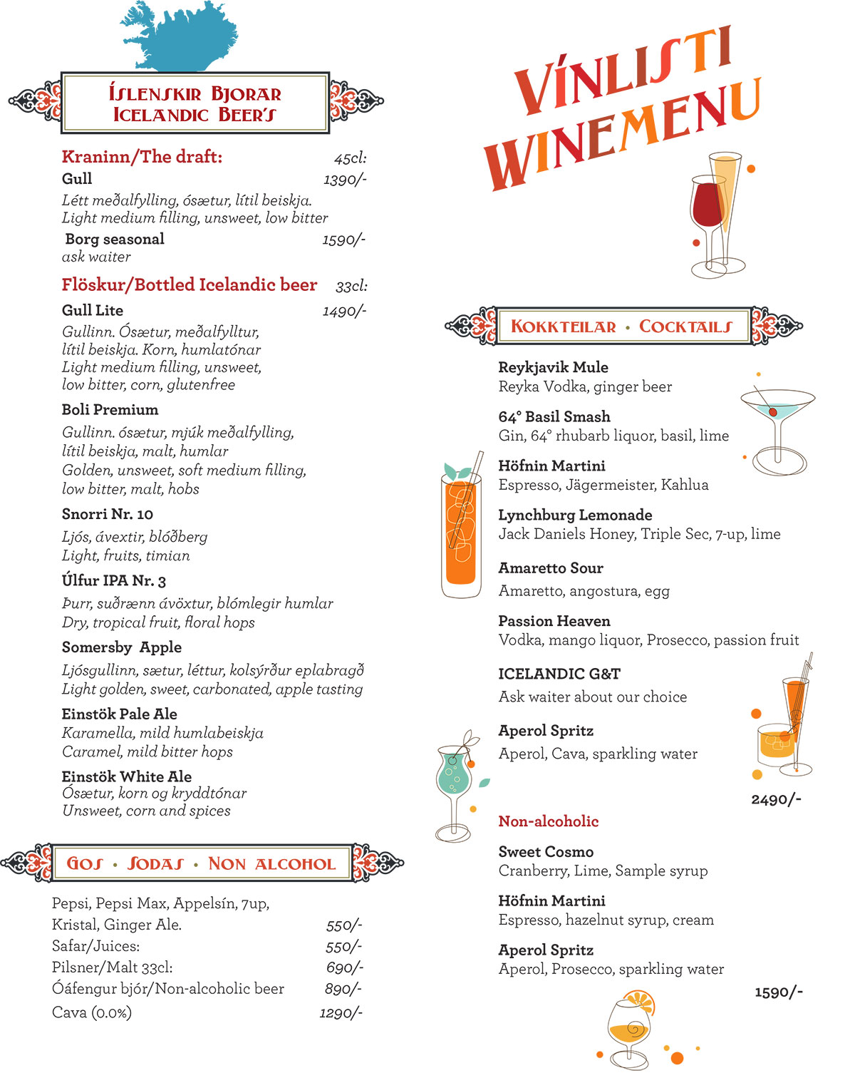 Vínseðill - Wine menu
